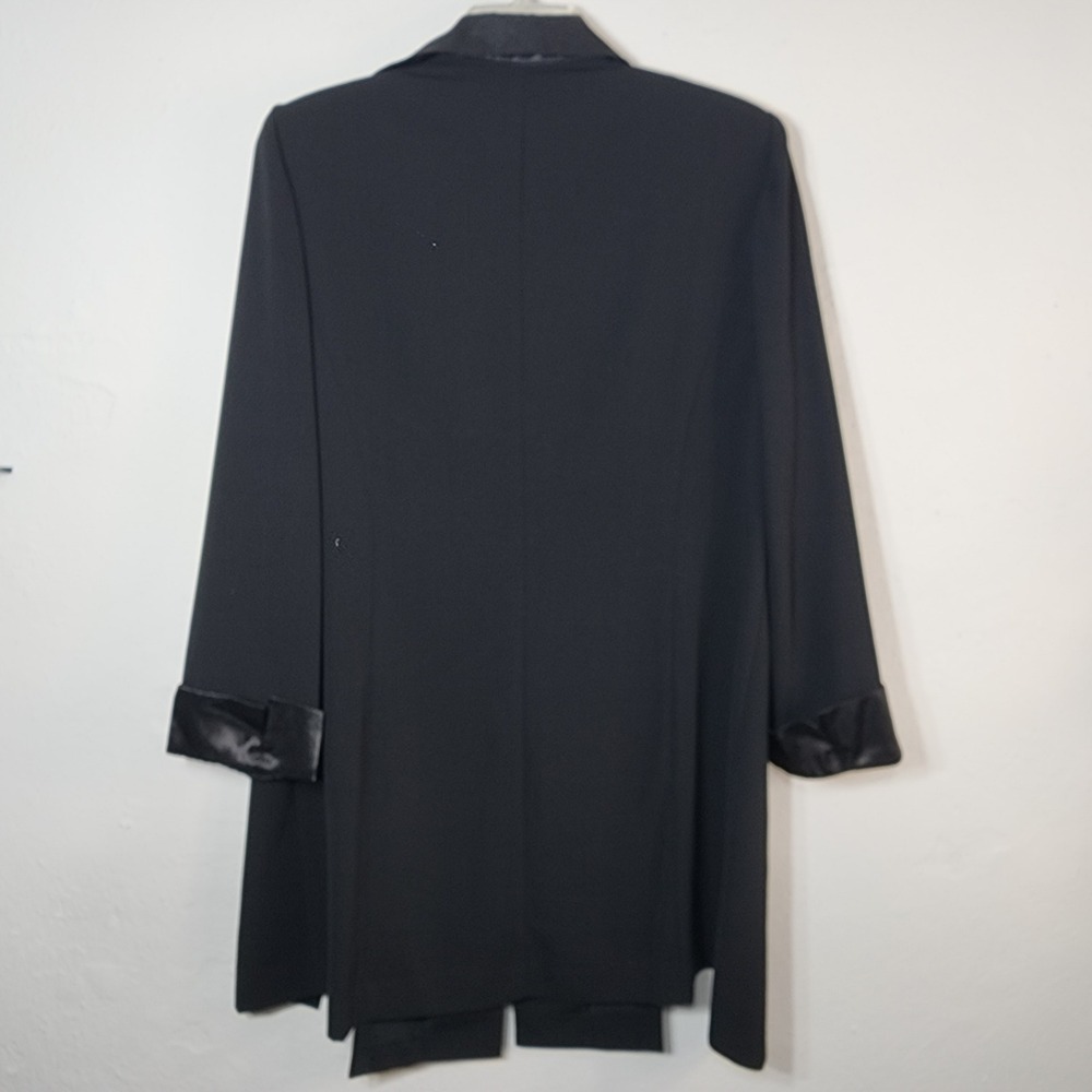 Dana Kay Blazer Jacket 14 Black Vintage Goth Cutout Satin Trim Longline - Picture 8 of 14